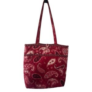 Vera Bradley Mesa Red Tote Handbag Purse RetiredQuilted paisley designer luxury